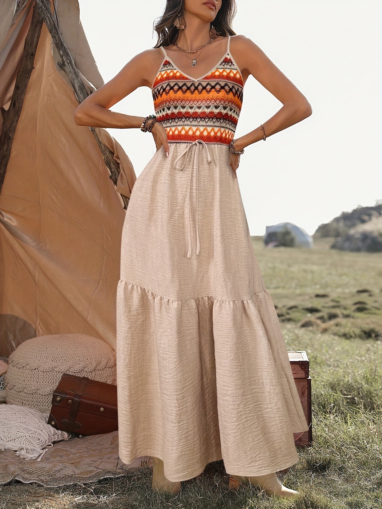 top vestido largo sin estampado vintage mujer Temu Colombia