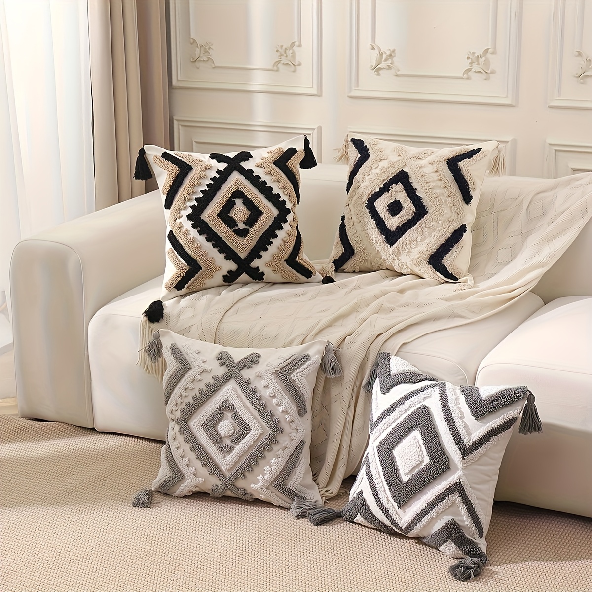 Bohemian Loop-pile Pillowcase, 1pc (insert Not Included)