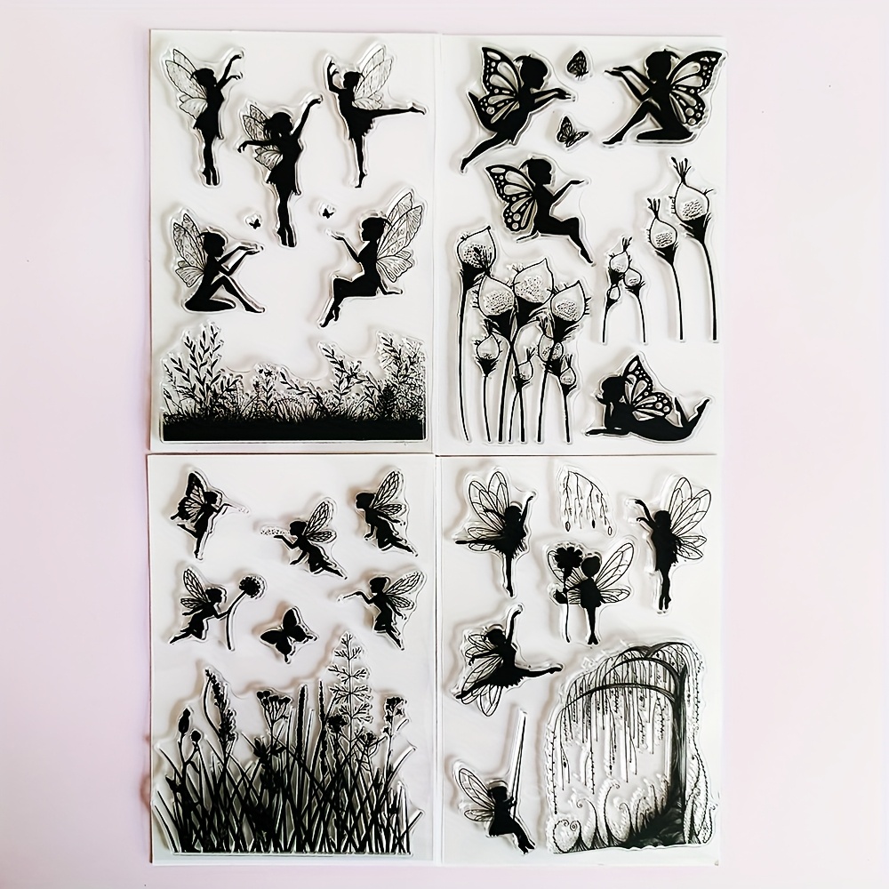 4pcs magical fairy clear stamps rubber silicone seal for diy scrapbooking card making album decoroation crafts