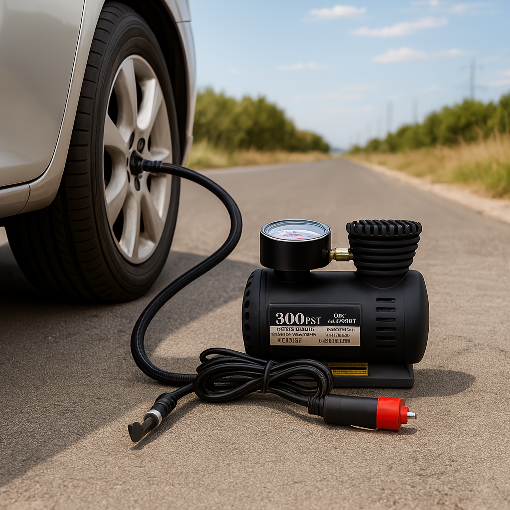 TEMU 1 Unit Of A Compact Air Compressor Pump, 12v 300 Psi, Designed For Inflating Tires Of Cars, Bikes, Balls, And Motorcycles While For On , Without Battery