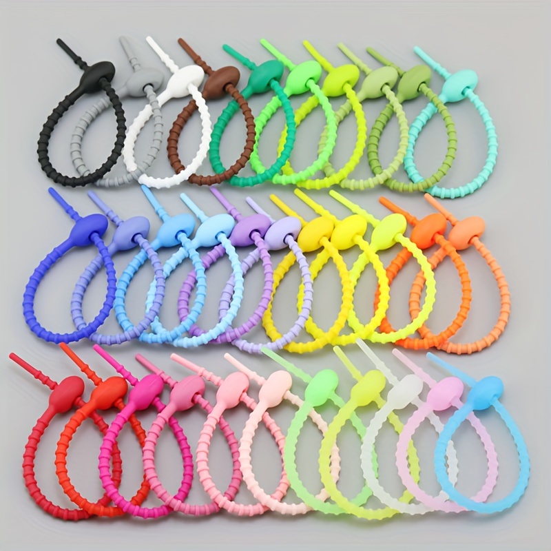 2pcs Silicone Cord Locks Flexible Stretchable Tag Fasteners Plastic Bag Seals Diy Keychain