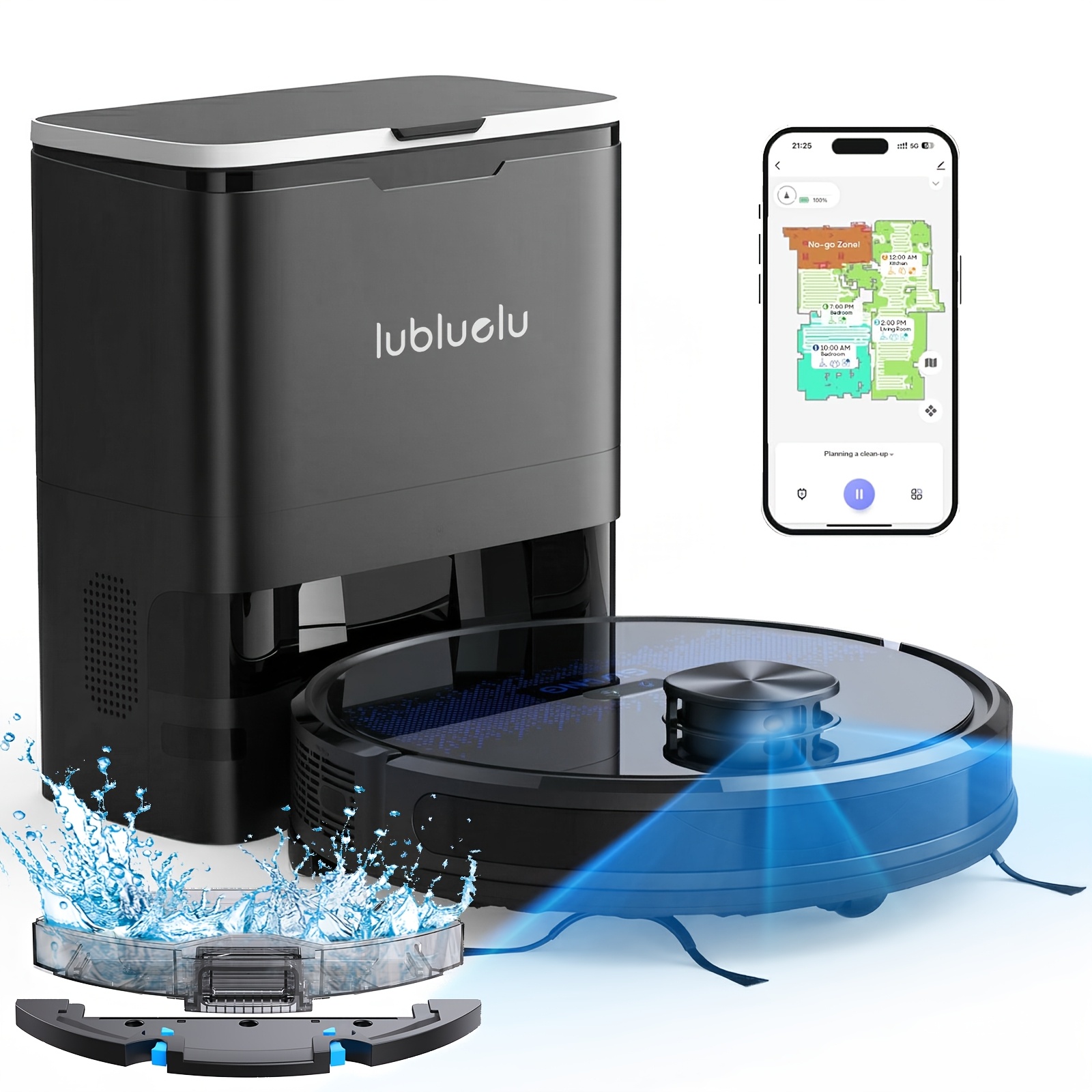 E-shop Lubluelu Neuester Saugroboter mit automatischer Entleerung, freihändig bis zu 90 , 6500Pa Super Saugkraft Saugroboter und Wischmopp Kombi,