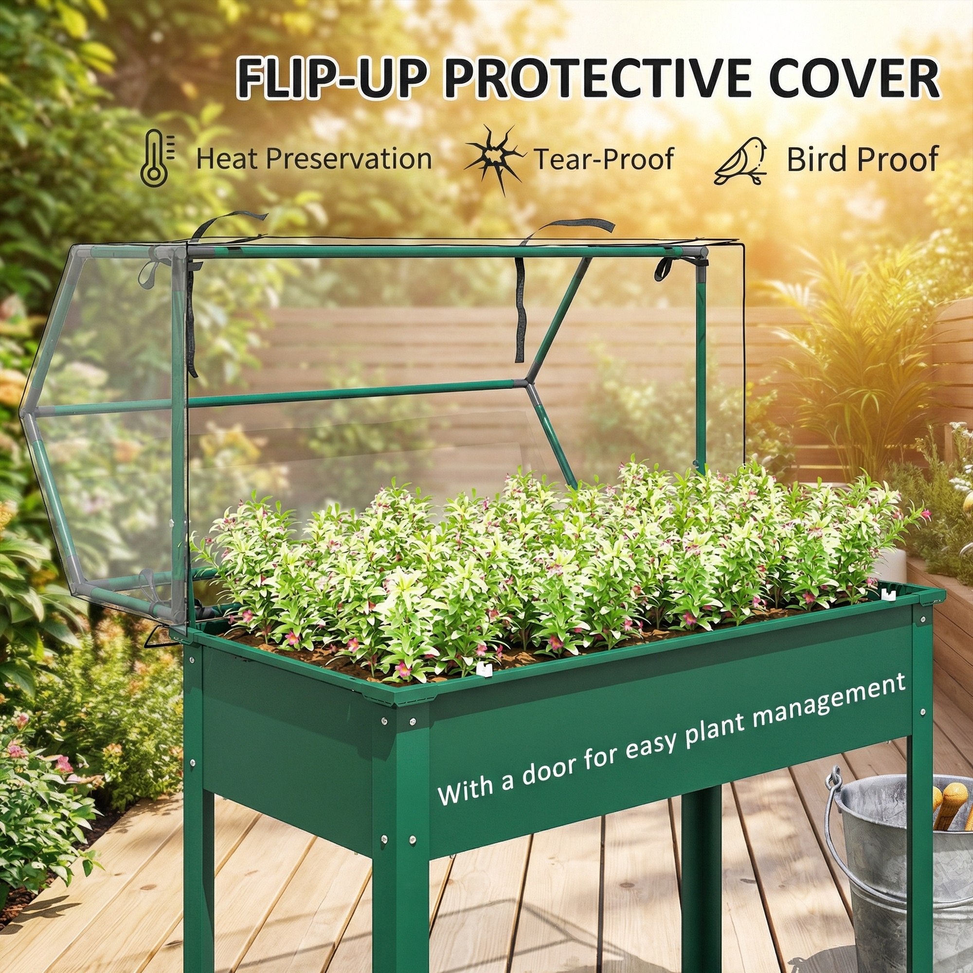 Elevated Garden Bed with Greenhouse Cover