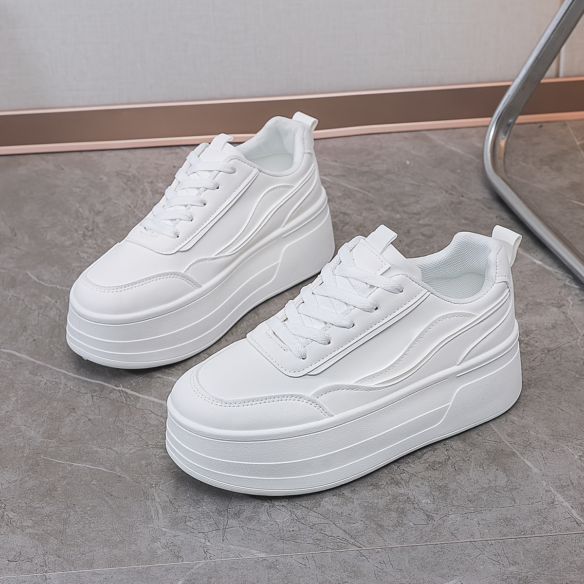 Women'* Sneakers Thick Sole, Height-Boosting, Breathable Casual Skate  Shoes, Low-* Non-Slip TPR Sole, Comfortable P - Main Image