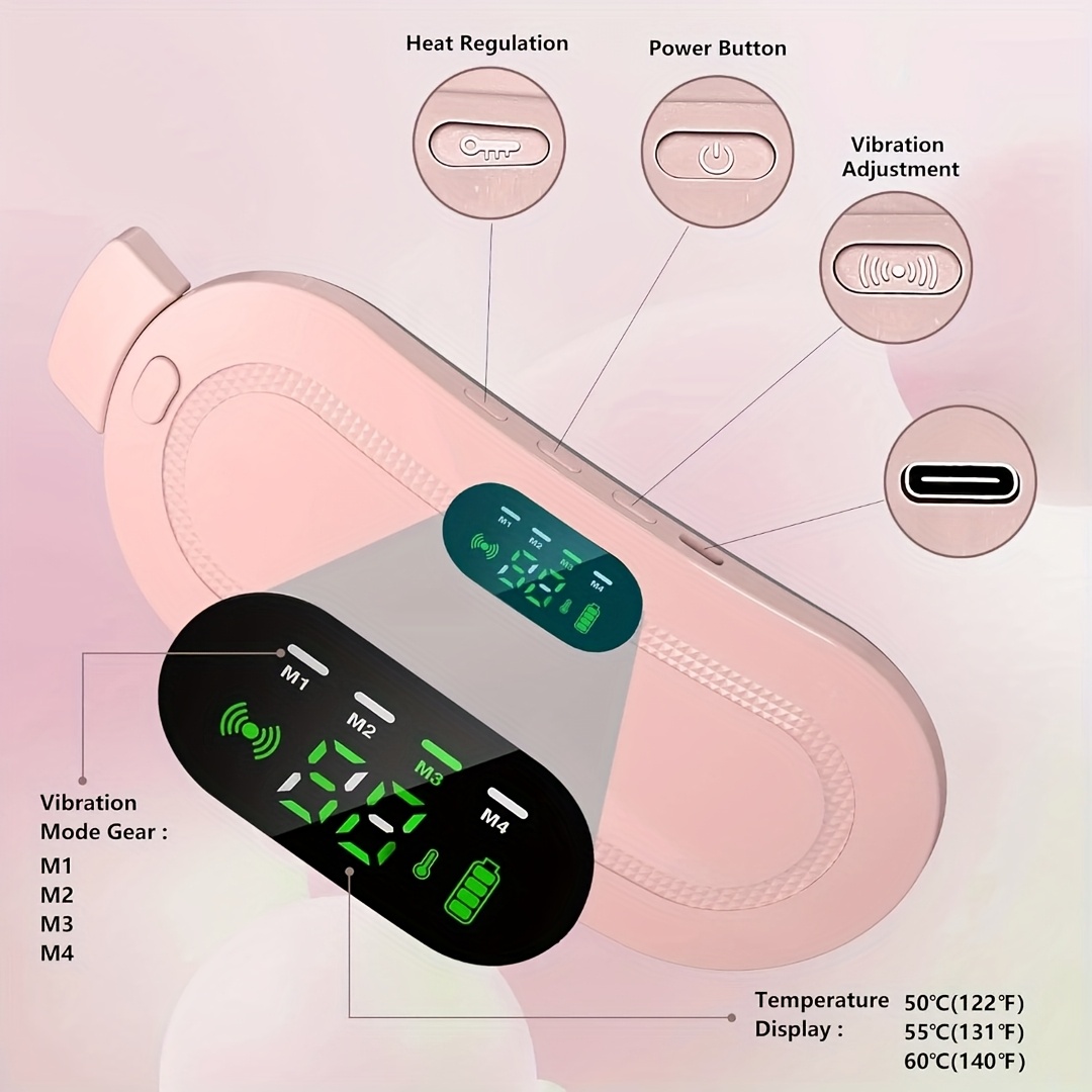 a portable and compact heating and vibration massage belt   rechargeable featuring a wireless design with three temperature settings and four massage   ideal for warming the waist and stomach perfect as a gift for girls 1