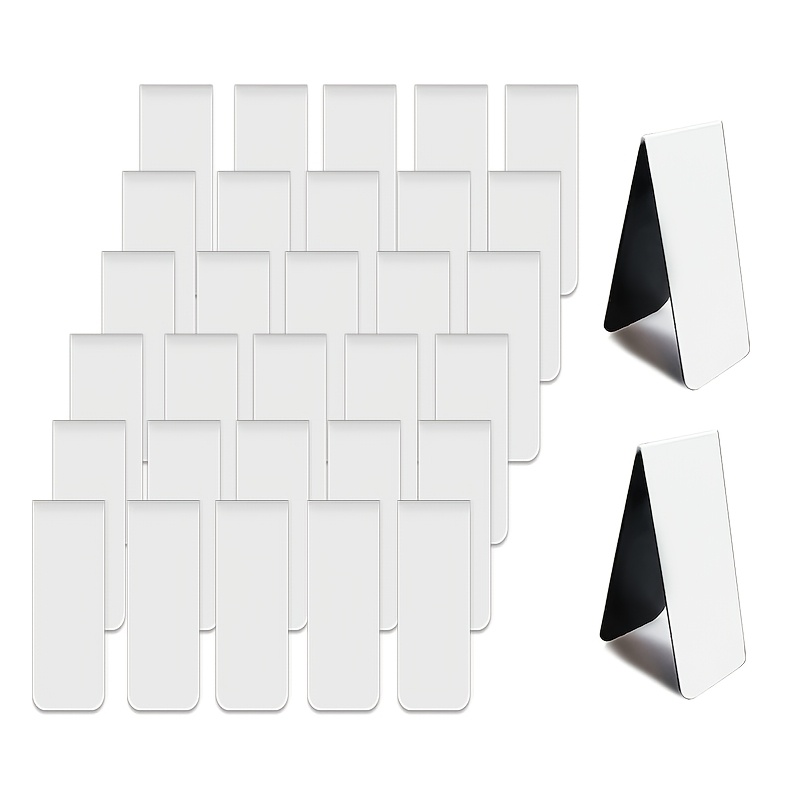 TEMU Lot de 15/30 marque-pages magnétiques vierges pour sublimation, marque-page magnétique blanc, pince marque- × 2,6 pouces, cadeau créatif à faire