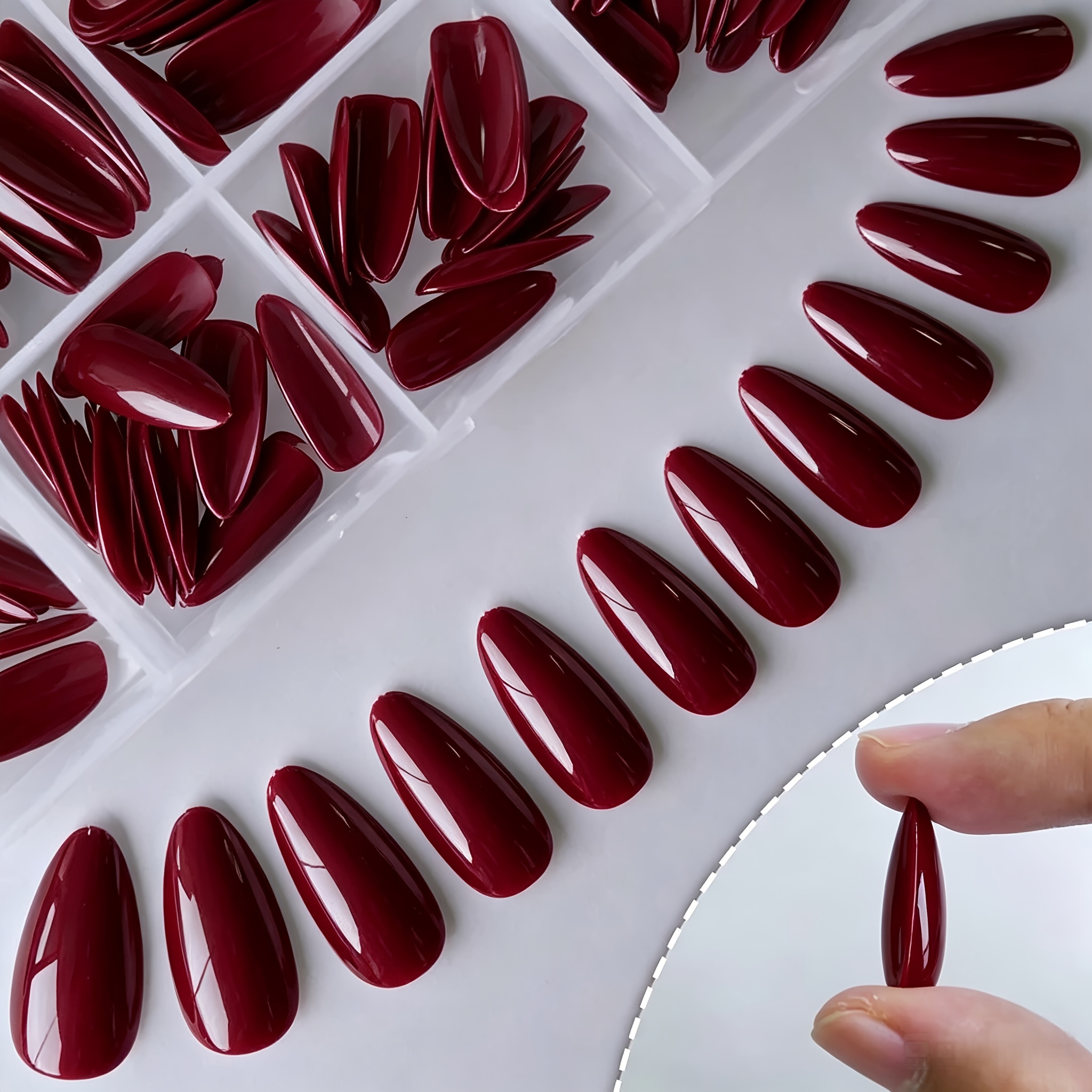 TEMU 170 uñas postizas color de , media, brillantes, cobertura total, uñas postizas para mujer, puntas de uñas prehechas, disponibles