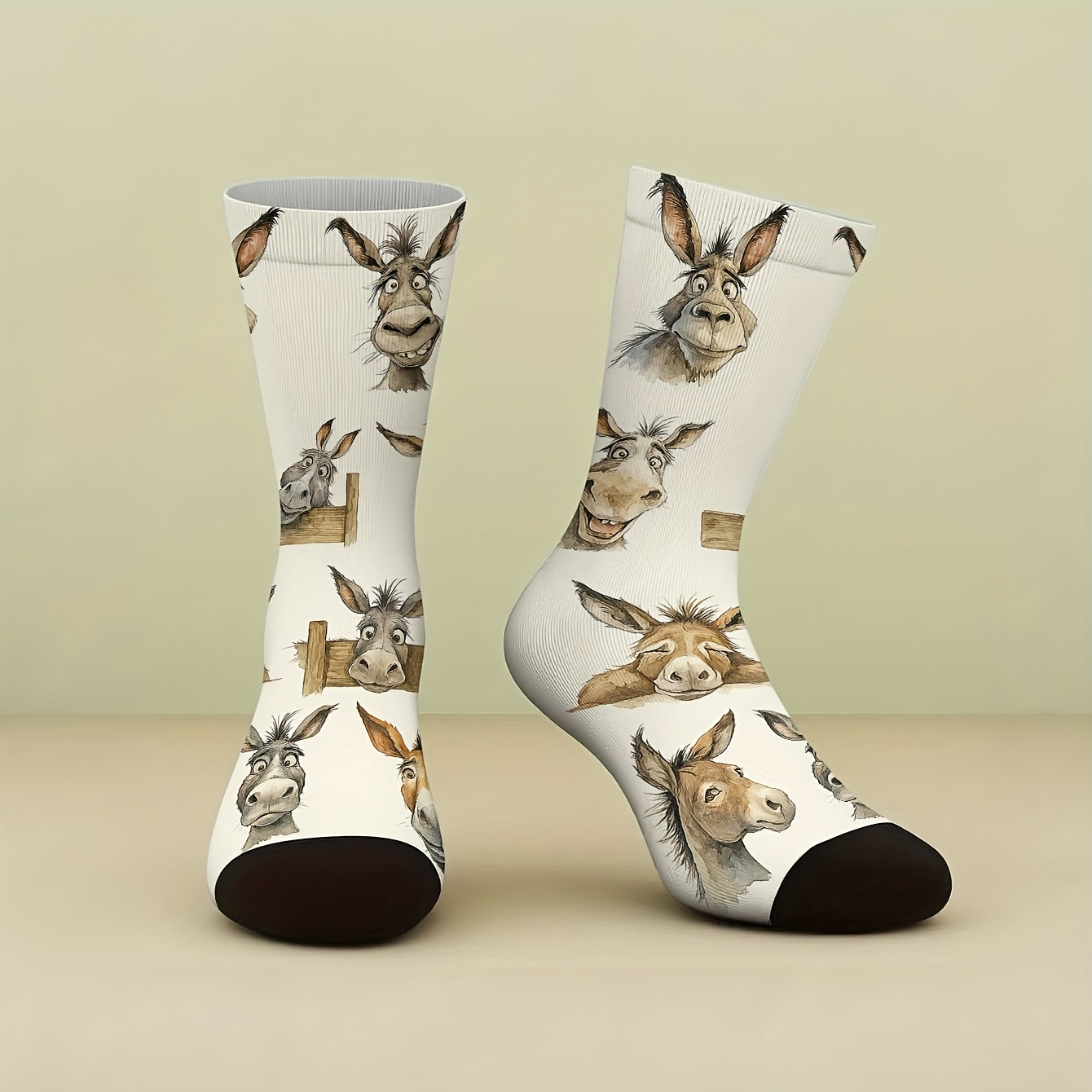 TEMU 1 Paire de Chaussettes Unisexes à de Têtes d'Âne aux Différentes, Cadeaux de Chaussettes Intéressants et Originaux, Douces et Confortables,