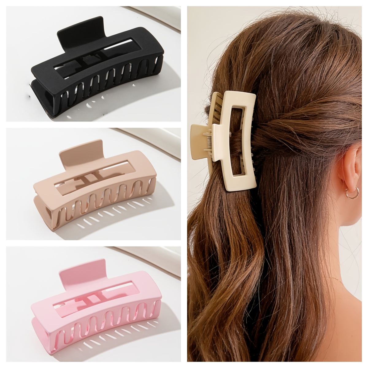 TEMU 3pcs Candy-colored Hair Clip Set, Mini Ponytail Hair Clips, Cute Pink Hair Accessories, Suitable For Women And, Ideal For Daily Casual Wear,