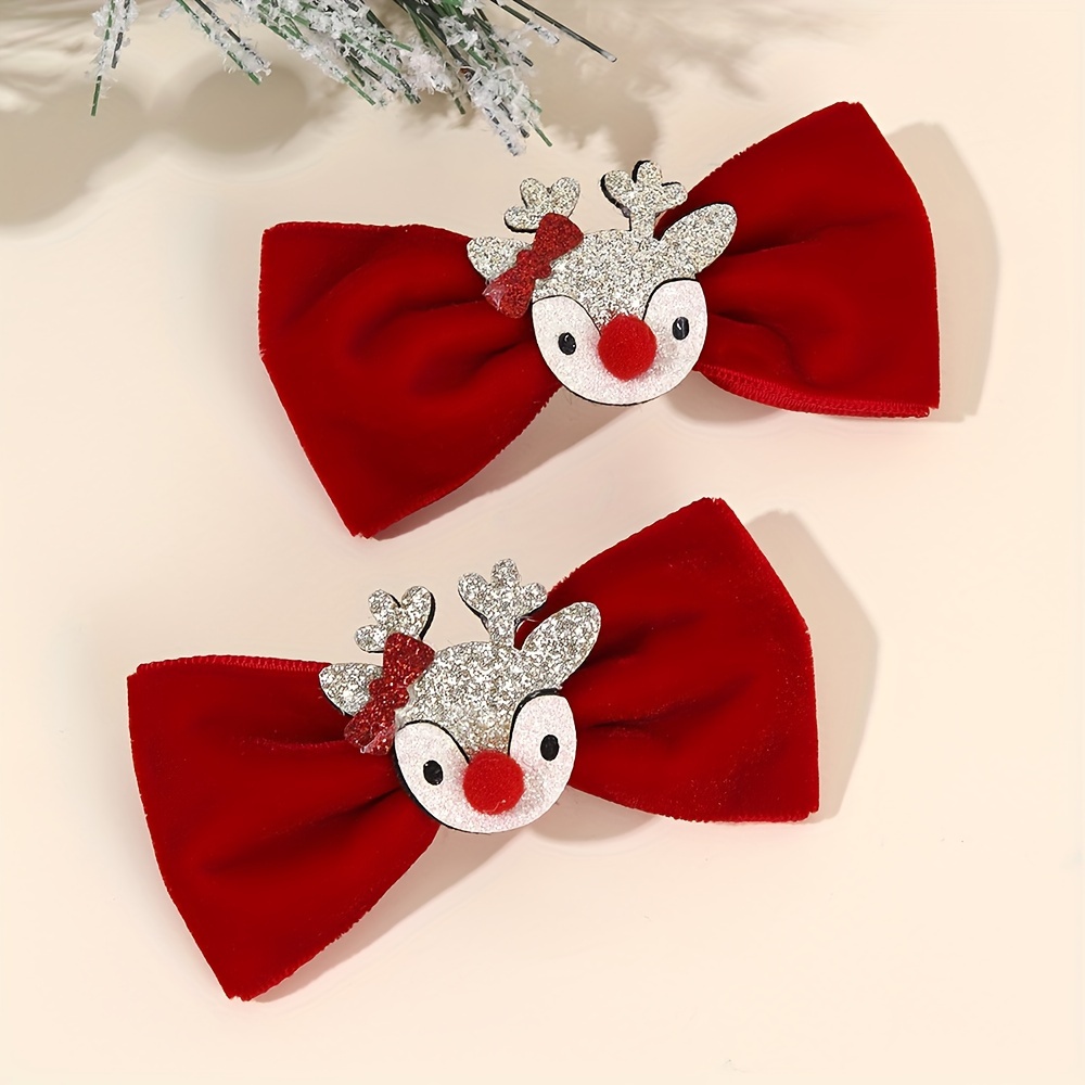 

2pcs Christmas Bow For Gilrs Small Elk Decor Bow Bow Barrettes Alligator Accessories For ,