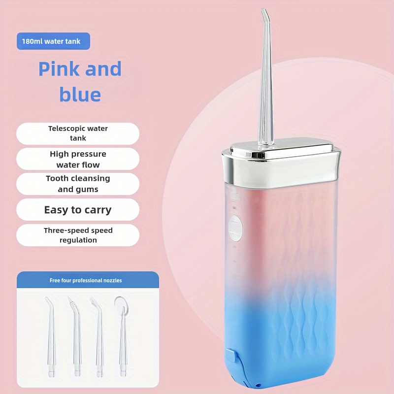 1pc Blue Model Portable Electric Water Flosser, Rechargeable Oral Care Handheld Dental Irrigator with 3-Speed Adjustment, USB Charging, 36V Max Voltage, 1200mAh Lithium Battery, Includes 4 Nozzles details 4