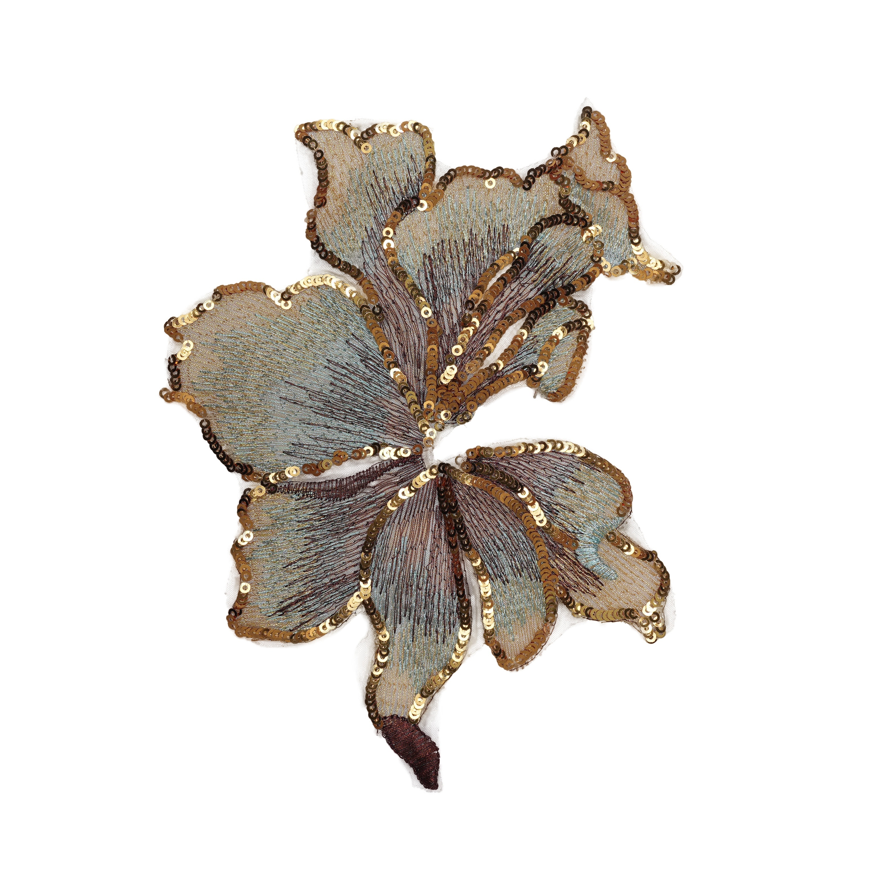 1pc floral golden sequined embroidery no cloth patch - Temu