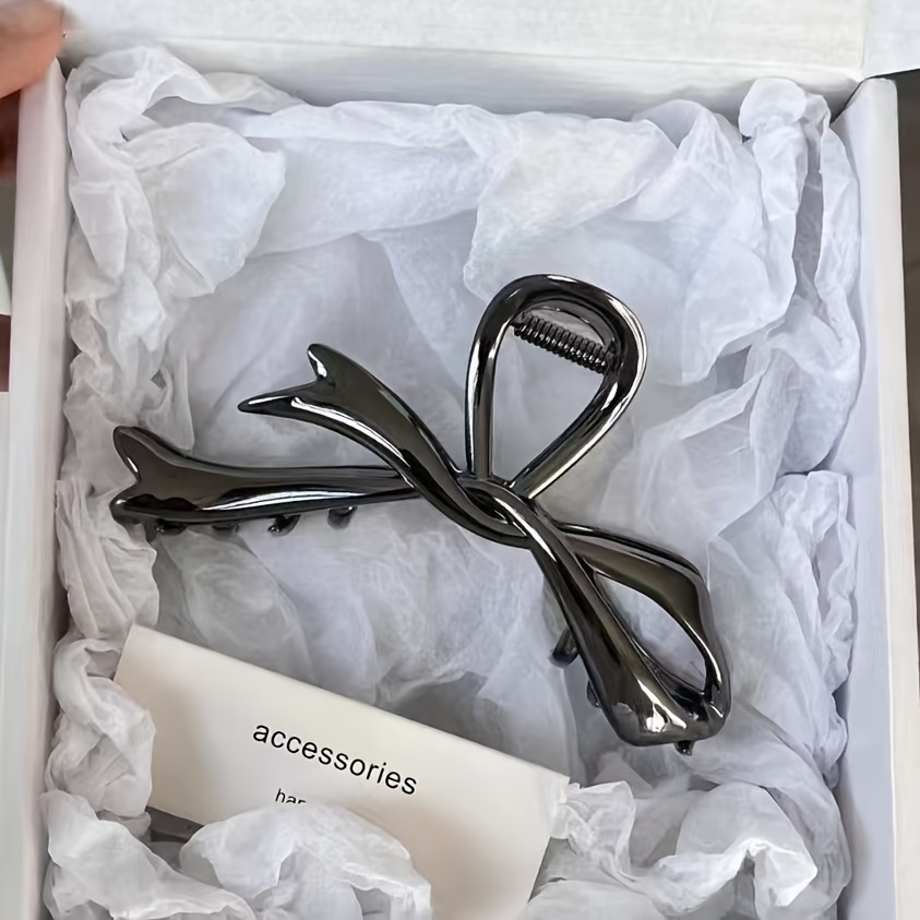 TEMU Metal Bow Hair Claw, Hollow Large Shark Clip, Non-slip Hair Grips For Women Daily Hairstyle Additions