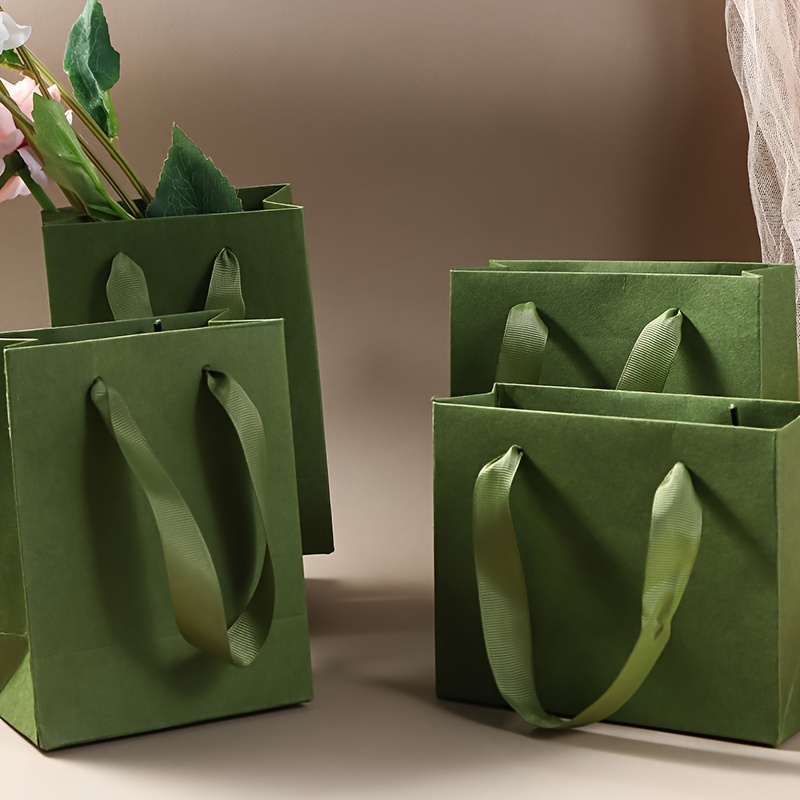 

10 Pcs Vintage Green Paper Bags - Perfect For Jewelry, Gifts, Or Party Favors - Made Of High-quality Paper