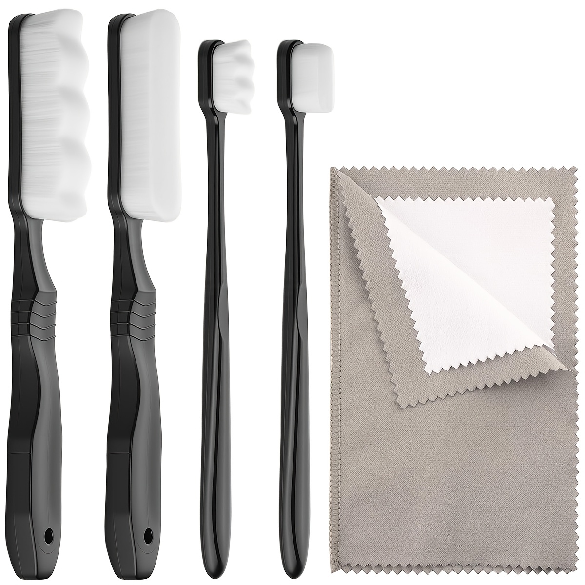 TEMU 5pcs Set Silverware Cleaning Kit With Brushes & Polish Cloths, Tarnish Removal For Vintage Jewelry, Sterling Silverware, Cutlery & Plateware