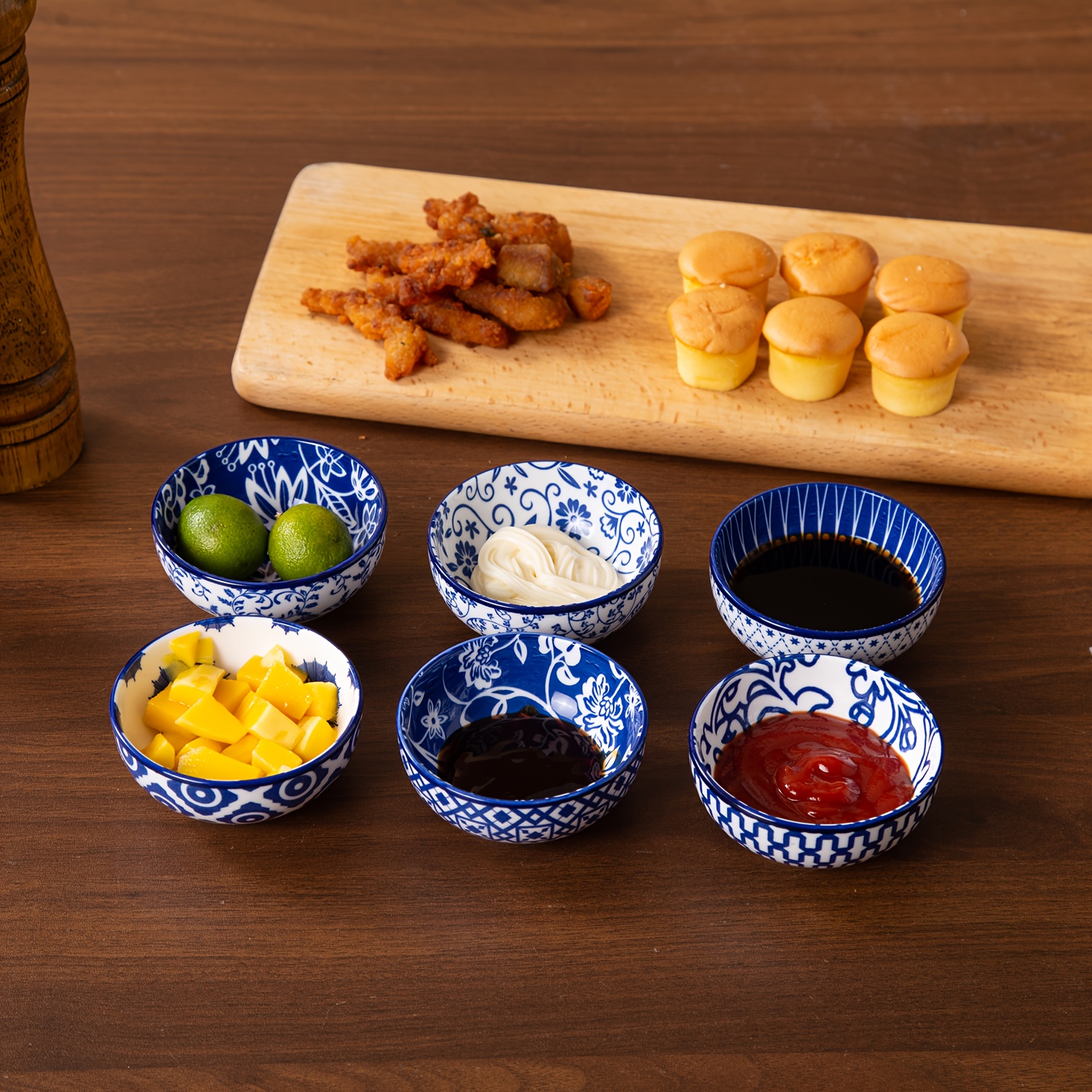 TEMU 6pcs Ceramic Soy Sauce Dish, 3 Inch Small Dipping Bowls For Appetizers Charcuterie Sushi Sauce Snack Soy, Pinch Bowls For Kitchen Prep -