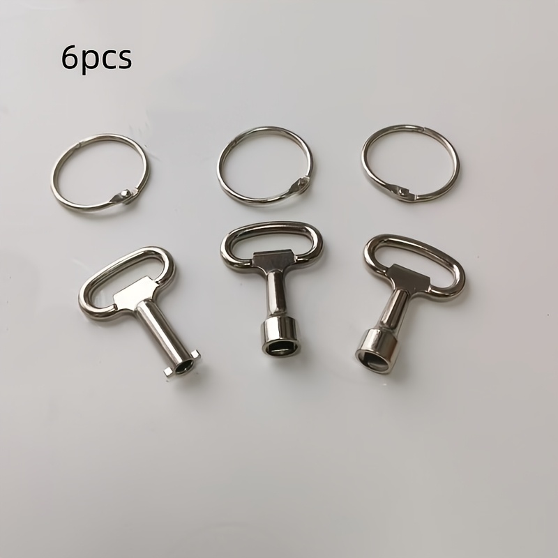 TEMU Lot de 6 clés, clés d'armoire d'interrupteur/clés /clés carrées/clés triangulaires/clés droites, adaptées pour compteurs d'eau, compteurs