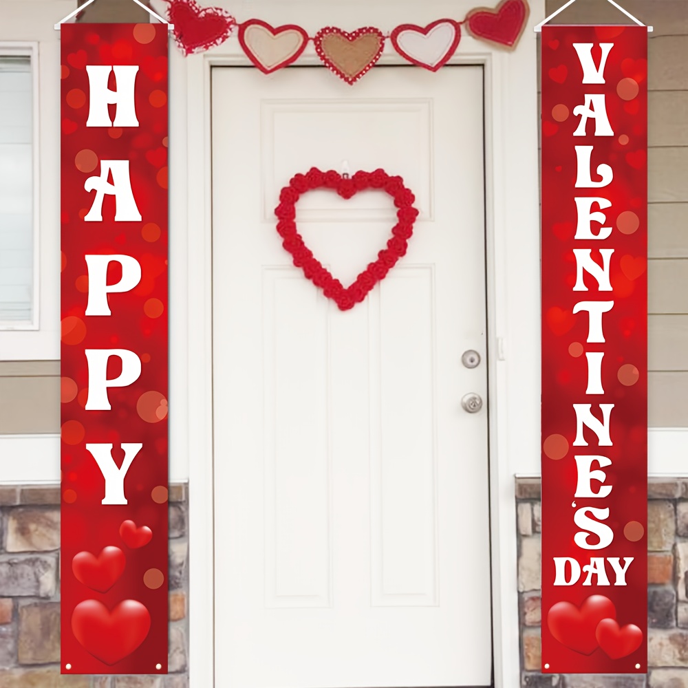 

1pc Valentine's Day Polyester Banner, 180cm X 30cm, Multipurpose Indoor & Outdoor Decor, No Electricity Needed, Romantic Party Supplies