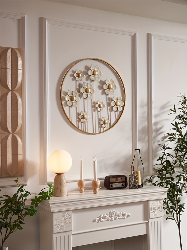 French-Style Floral Wall Sculpture - Elegant Iron Flower Wall Art Decor, Classic for, Wall-Mounted  for Decoration, Durable Metal Flower Sculpture for Modern or Traditional Spaces
