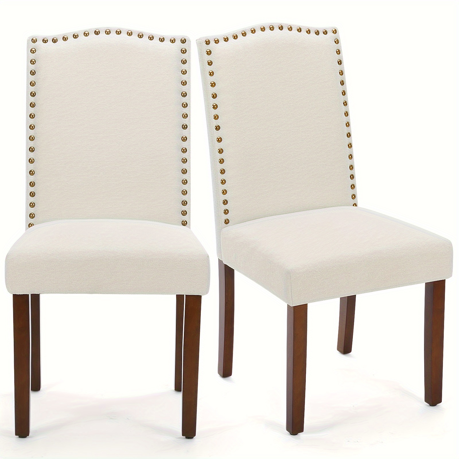 

2pcs Contemporary Upholstered Dining Chairs With Nailhead Trim And Fabric Finish, Ideal For Shops, Dining Tables, Kitchens, And Living Room Spaces