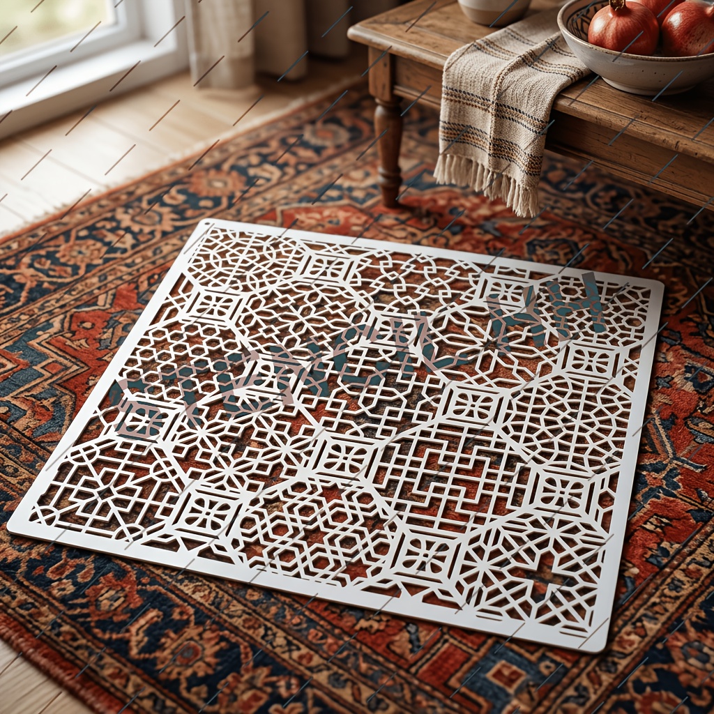 TEMU 1pc Geometric Pattern Painting Stencil, 30x30cm, Reusable, Suitable For Furniture, Fabric, Floor, And Tile Decoration, Geometric Stencil,