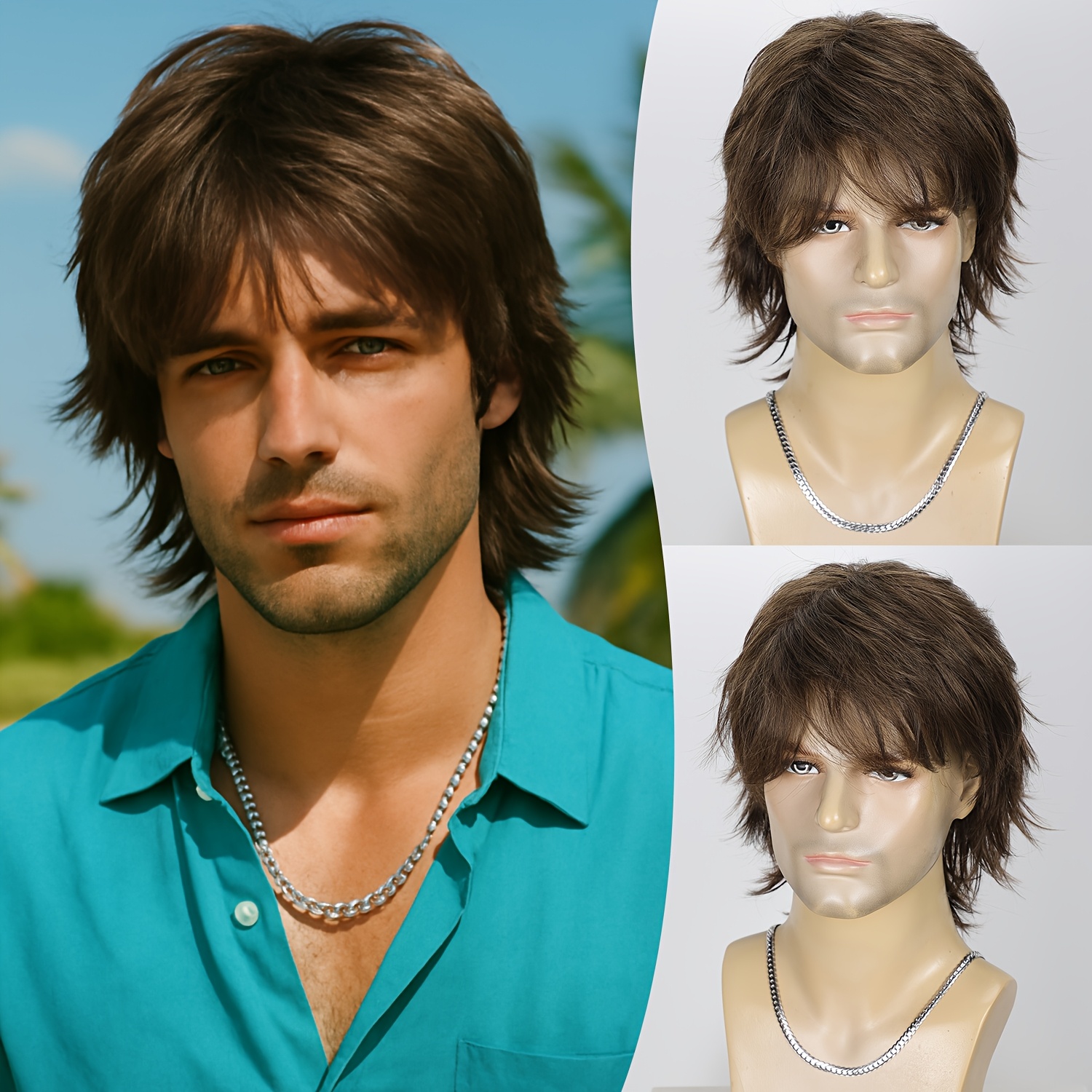 Image of Men's Short Wig, Breathable Rose Mesh Cap, Stylish Short Basic Wig Suitable For Daily Wear, Theme Activities, Role Play And Masquerade