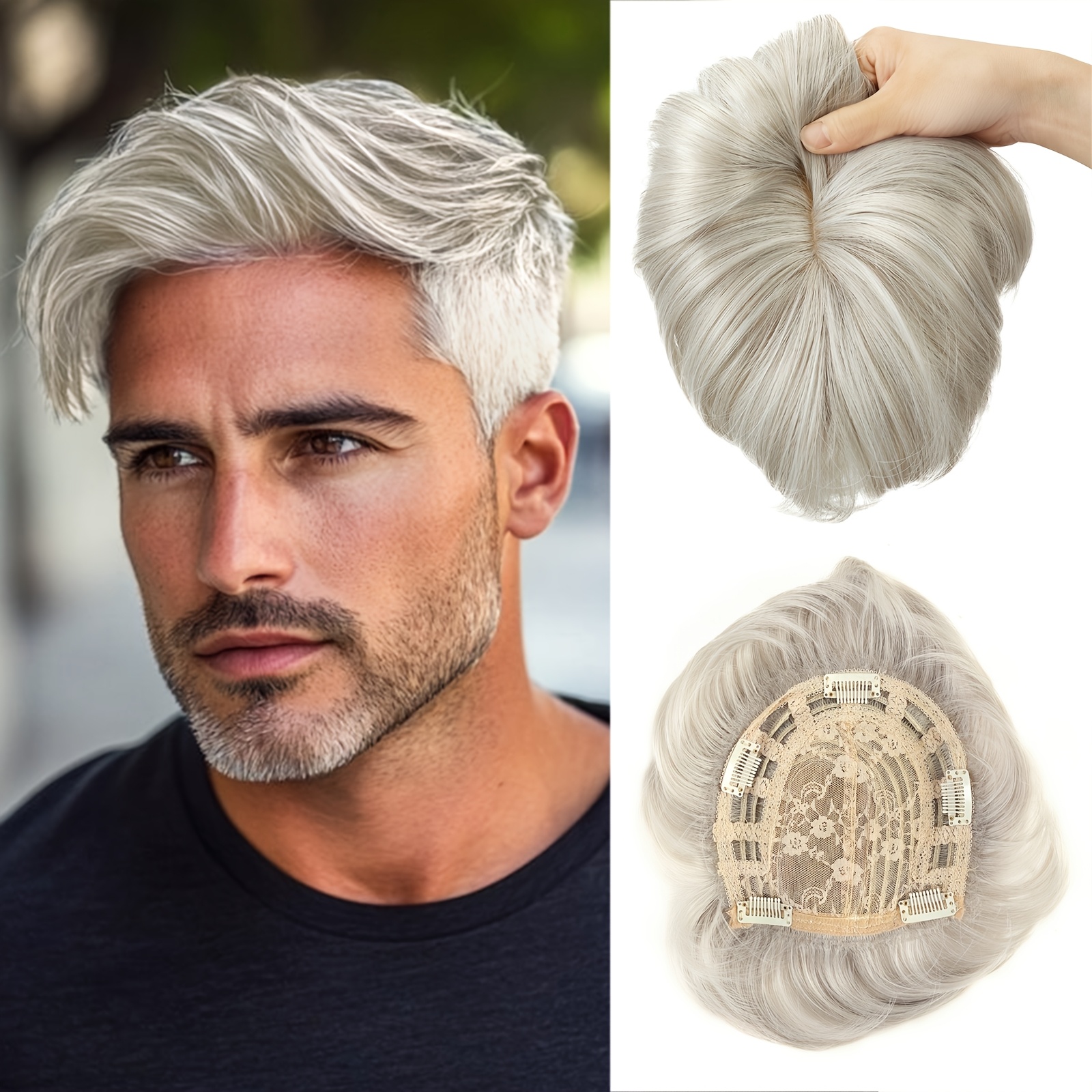 corta hombres corte peluca sintética color Temu Uruguay