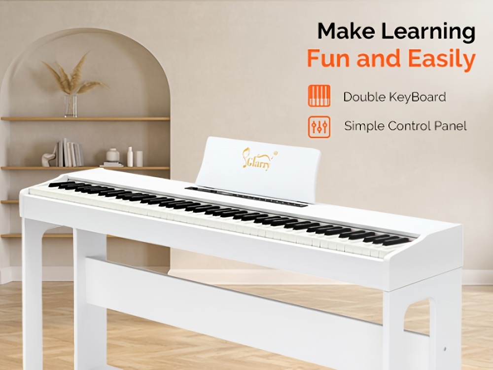 Glarry 88-Key Heavy Action Weighted Piano Keyboard - Portable Grand Piano with Triple Pedals, /MIDI, Recording & Playback, Portable Design