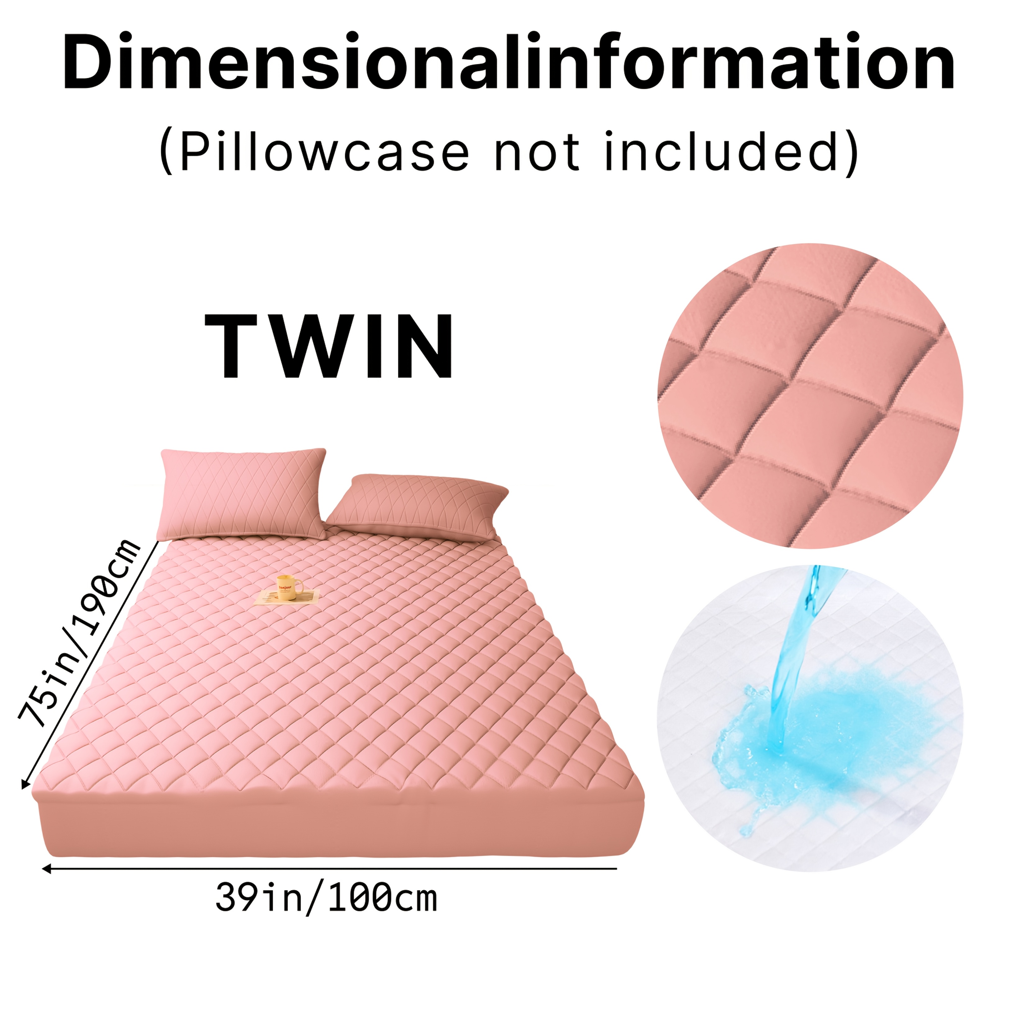 TEMU 1pc Thick Waterproof Mattress Protector Deep Pocket Machine Washable Bedroom Hotel Bedding Local Warehouse Easter Spring Promotion Room Decor Ideal Easter Gift (no Pillowcase)