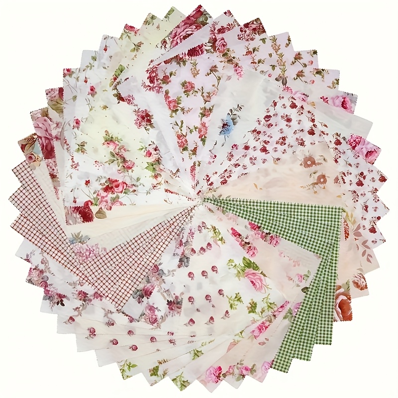 E-shop 42 Stück vorgeschnittene Quadrate, 12,7x12,7 cm/5x5 Zoll, Stoffflicken mit Vintage-Blumenmuster, weich und bequem - für Quilten, Stickarbeiten
