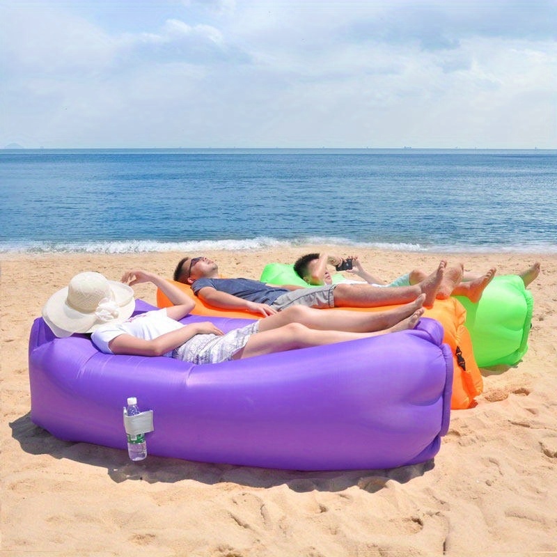 Outdoor Leisure Quick-Fill Self-Inflating Air Sofa, Portable Beach Air Mattress, Foldable Couch Air Cushion, Polyester Fiber, Rectangle Shape, Ideal for Camping & Festivals, Festive Air Sofa | Vibrant Air Sofa | Durable Air Mattress, Air Mattress for Outdoor Campin