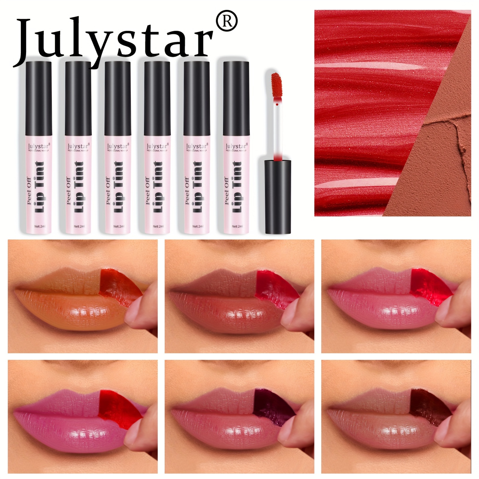 

Peel Off Lip Tint, Matte Finish, Long-lasting Waterproof Lipstick, Non-stick Cup Lip Stain Glaze, Assorted Colors