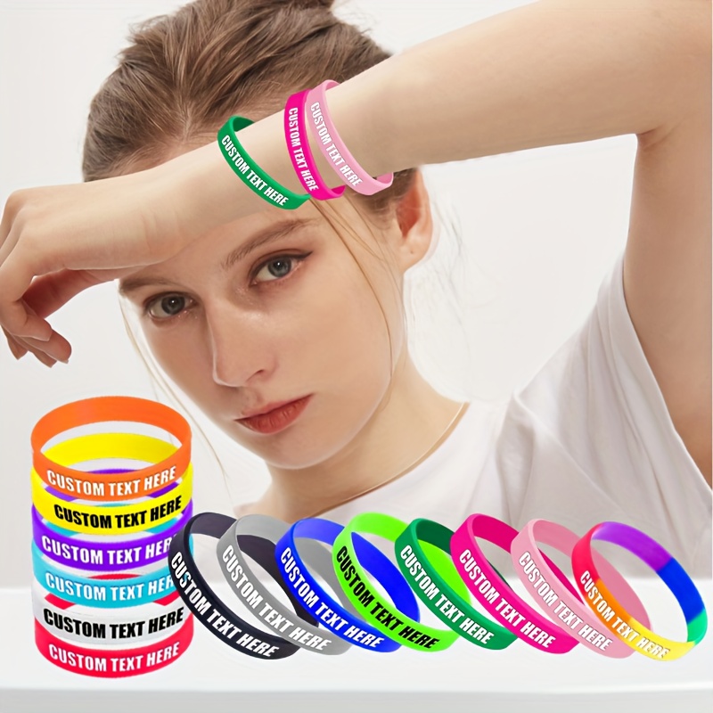 15pcs Custom Silicone Wristbands with Letter Patterns