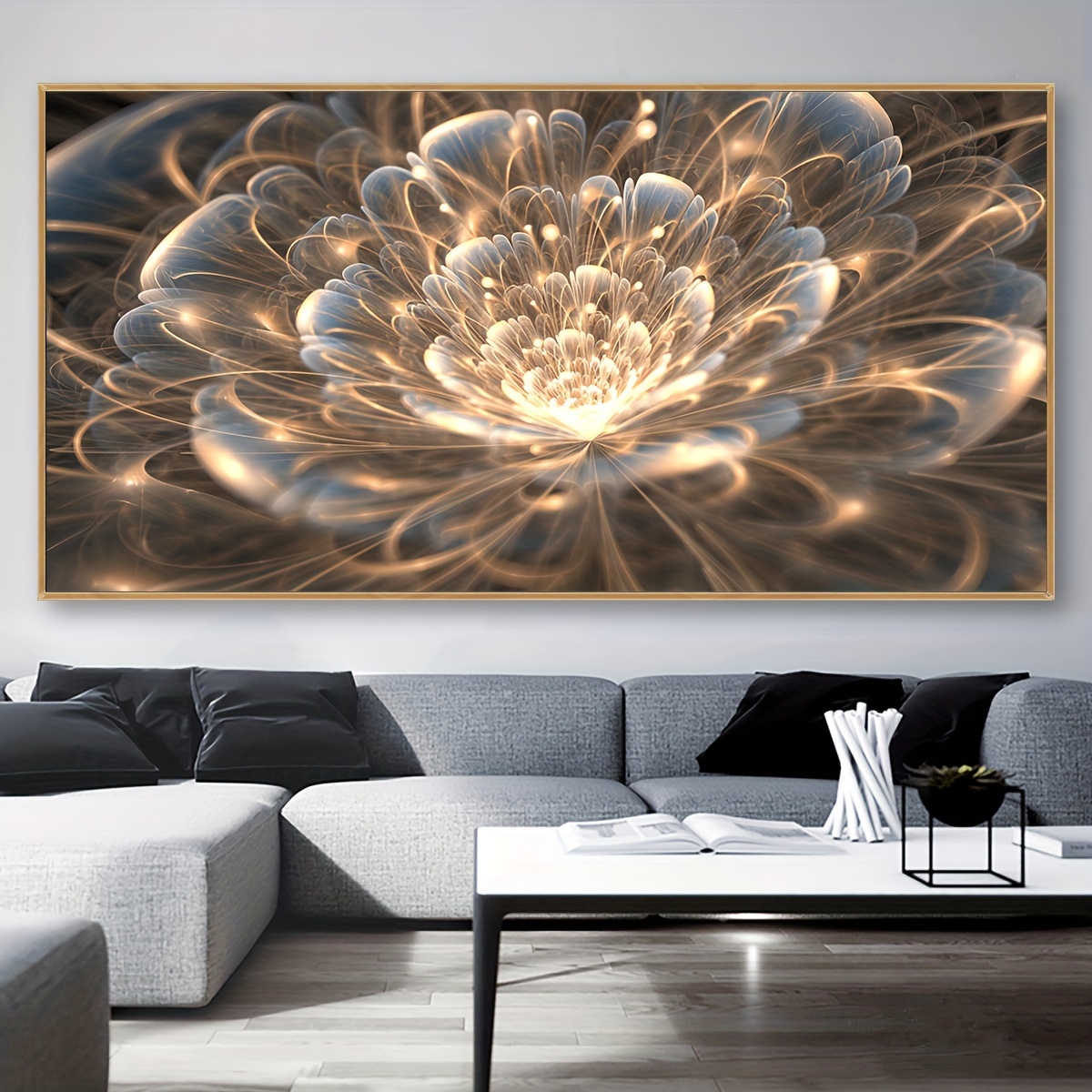 

1pc Unframed Canvas Poster, Modern Art, Cool Lotus Wall Art, Ideal Gift For Bedroom Living Room Corridor, Wall Art, Wall Decor, Winter Decor, Room Decoration