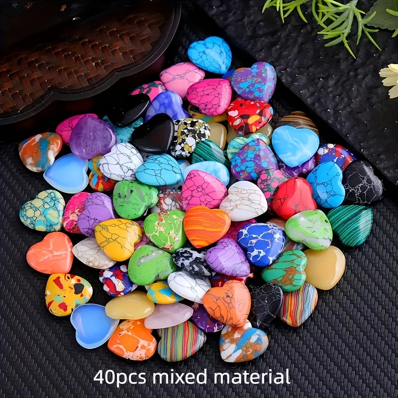 40pcs Mixed Material Howlite Turquoise 2cm Synthetic Stone Bulk - Assorted Jewelry Decoration And Gift Idea With Assorted