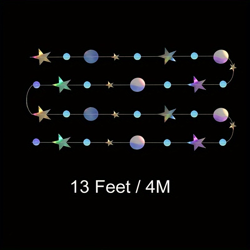 Image of Iridescent Star Garland - Holographic Party Decor For Birthdays, Bridal Showers, Bachelorette & Graduation Celebrations