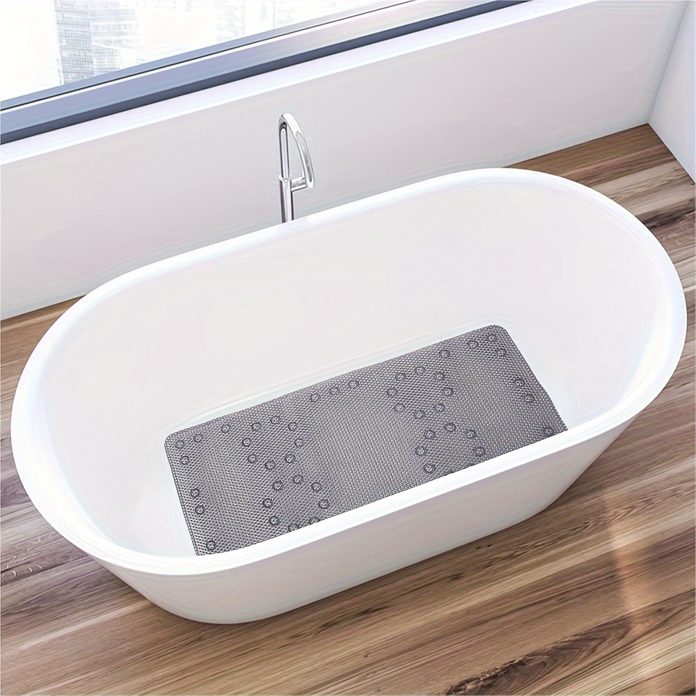 non slip bath tub mat with suction cups pet friendly soft foam shower mat machine washable slip resistant americana style bath mat with drain holes ivory polyester and plastic blend fits standard bathtubs details 0