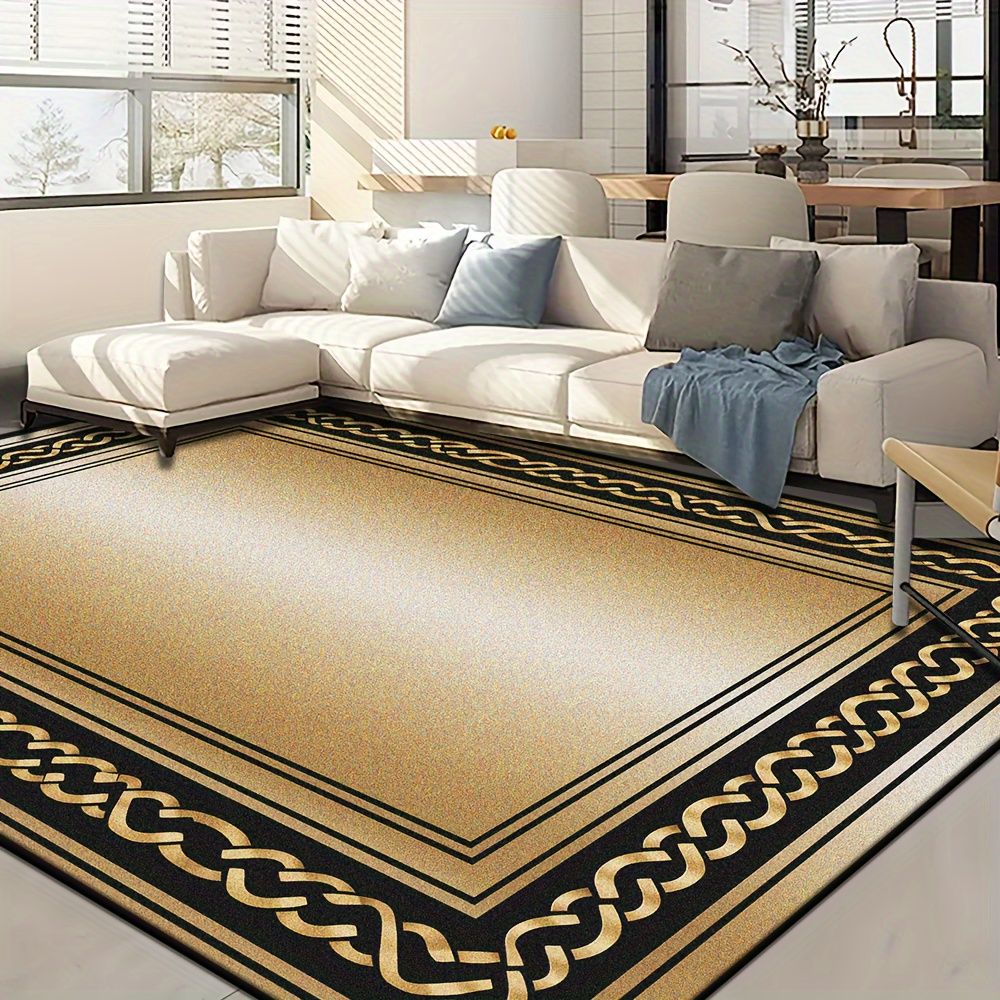 

Decor, Luxury & Geometric Pattern Area Rug - Cashmere, Machine Washable, Non-slip, Stain Resistant For Living Room, Bedroom, Office - Elegant Black Design Rugs For Living Room