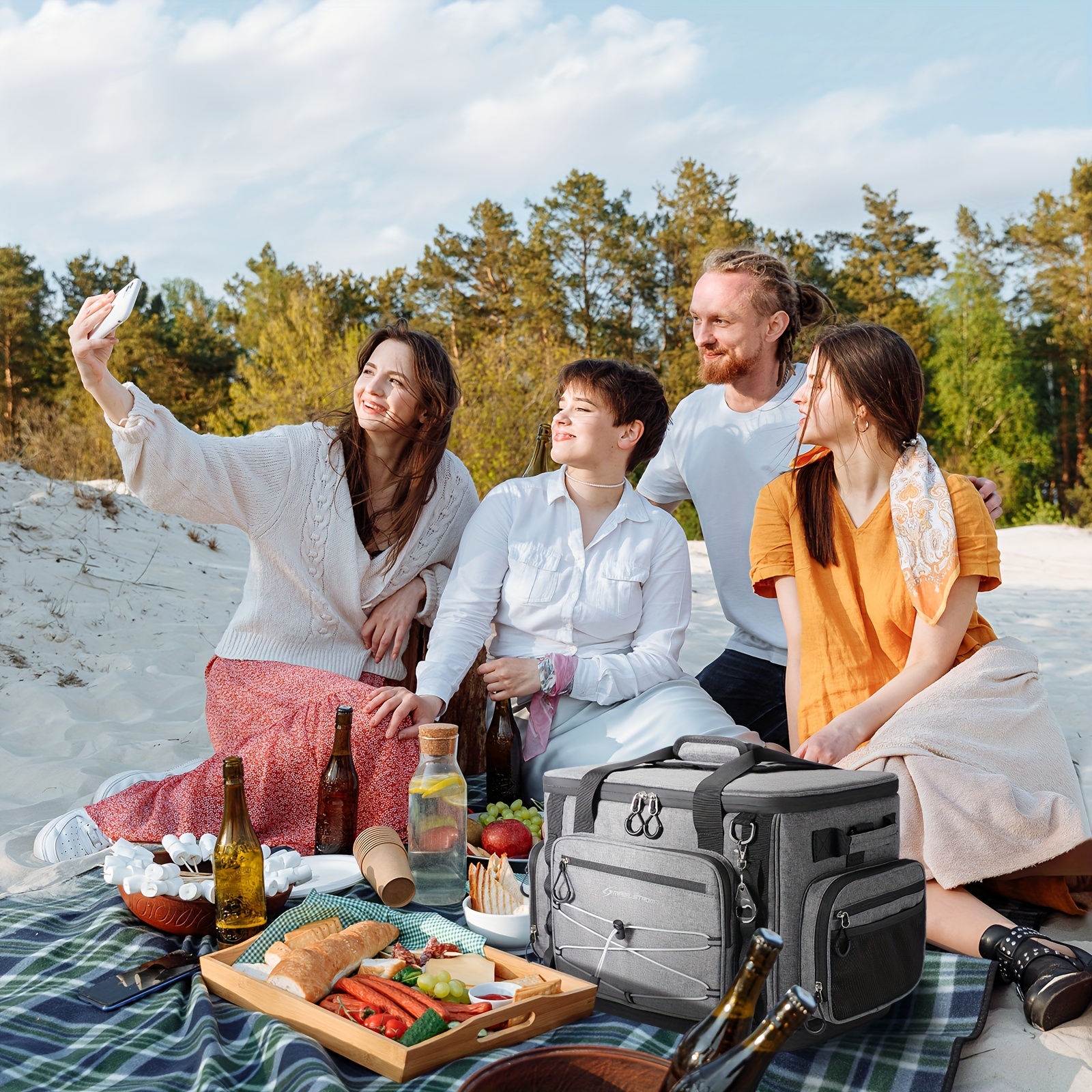 Maelstrom 58 Can Insulated Cooler Bag with Hard-Bottom, Wheels & Multiple Compartments - Durable Gray PVC Construction, Ergonomic Handles & Shoulder Straps for Camping, Tailgating, Outdoor Adventures