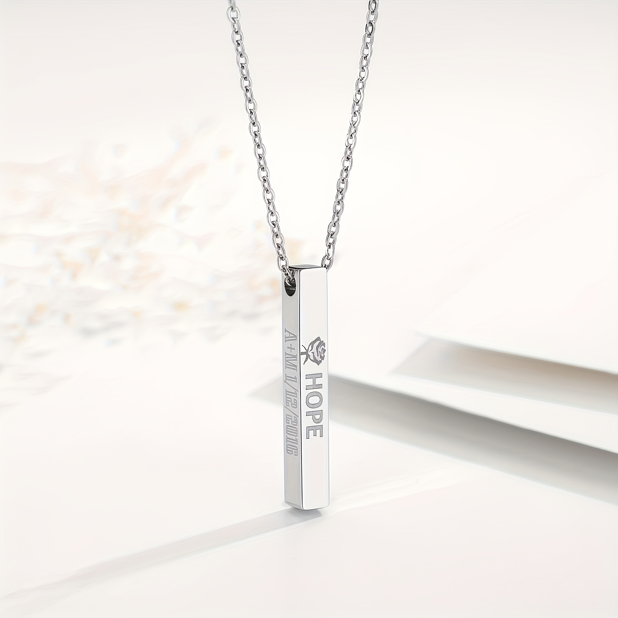 personalized engraved name necklace - 3d square pendant in silvery, golden, rose golden, black stainless steel, minimalist fashion accessory for women   wear and gifting, personalized necklace, personalized, fashion accessories details 8