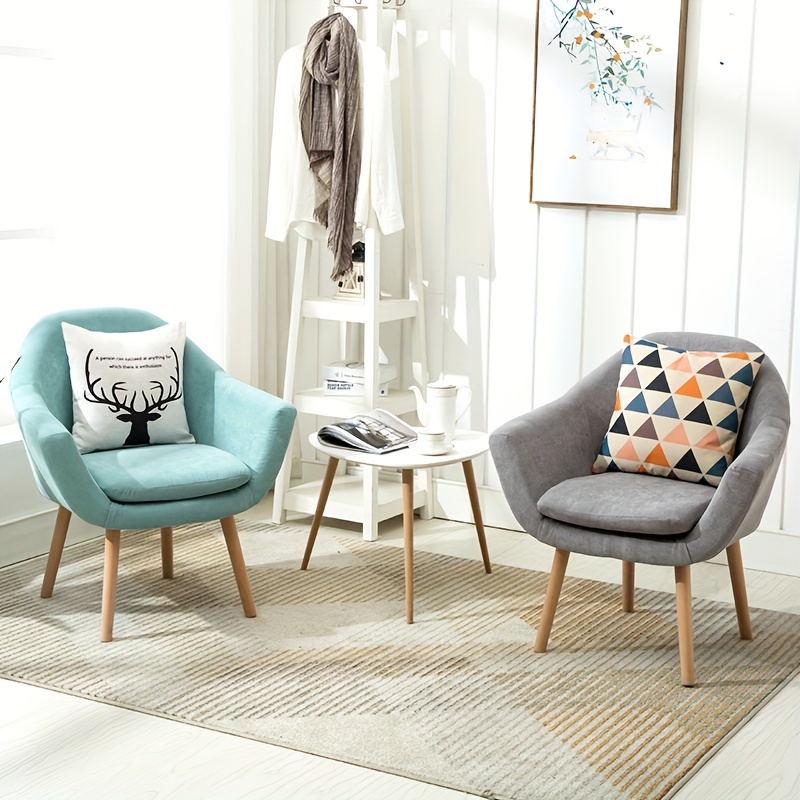 Modern Single Sofa Chair Mint Green Armchair with Light Wooden Legs,  Memory Foam Cushion Sturdy HDF Base Space-Saving Scandinavian Furniture  for