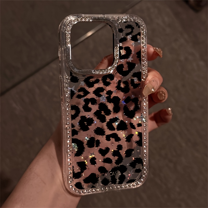 TEMU Phone Case: Print Luxury Rhinestone Fashion Phone Case, Transparent Sparkling Crystal Border , Drop-proof Cover, Suitable For Iphone 17 Pro Max,