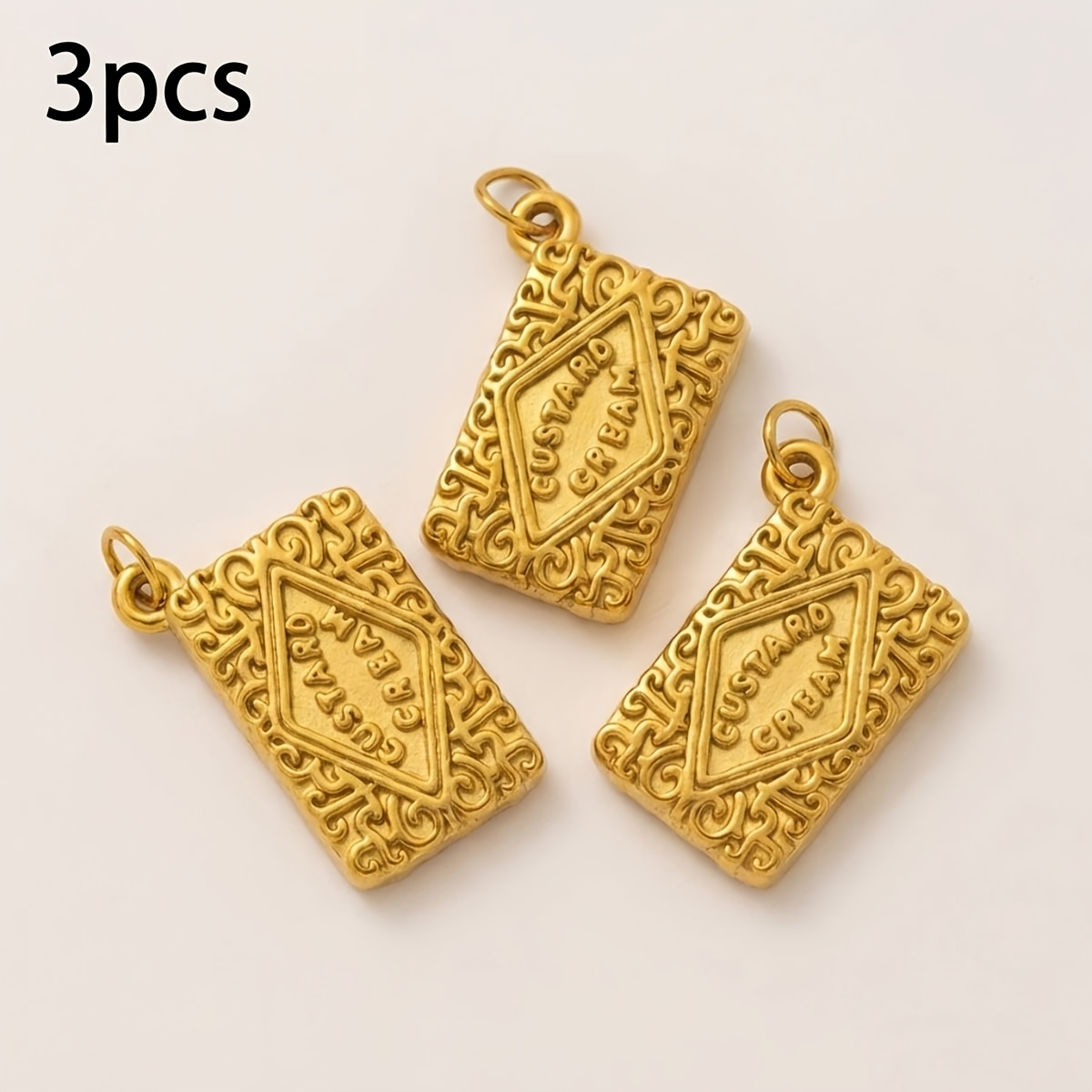 TEMU Set Of 3 Stylish Bohemian Pendants In Golden, Book Design, Ideal For Jewelry, Perfect For Easter, Valentine's Day, Weddings, Ramadan, And