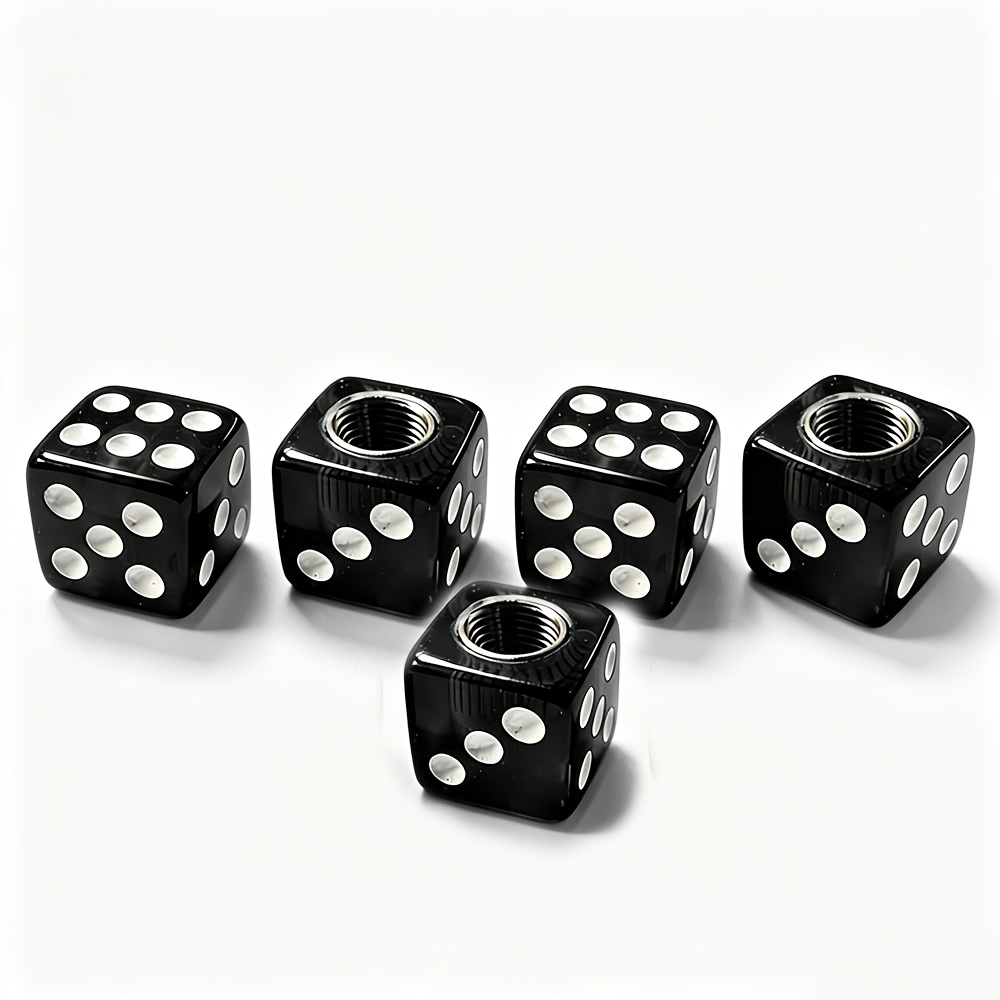 TEMU 5pcs Dice Tire Valve Caps Dustproof Car Truck Motorcycle Bike Dice Wheel Stem Tire Air Valve Dust Cover