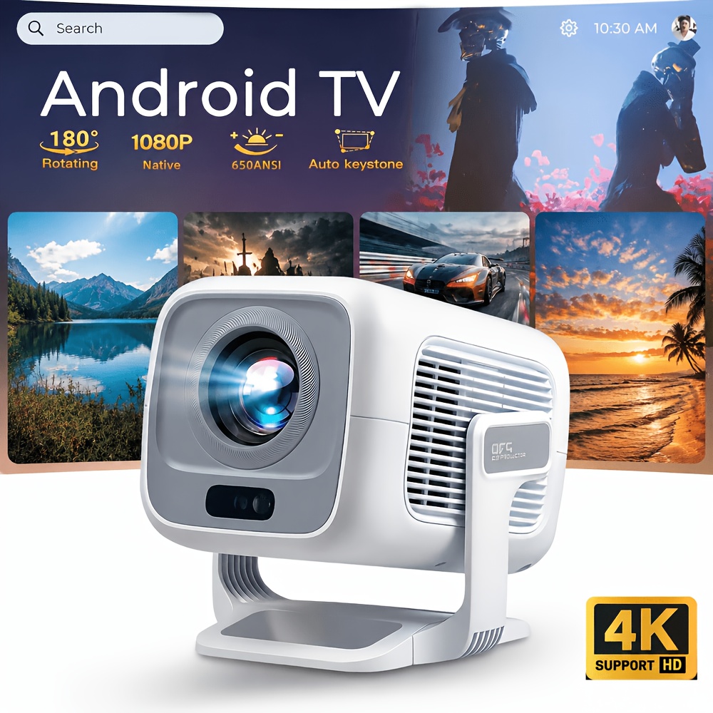TEMU 4k Support 1080p Hd Local Projector With Wifi 6 And Bt 5.2, 650 Ansi, Movie Home Theater With Auto Focus & Keystone, For Indoor Use, Smart