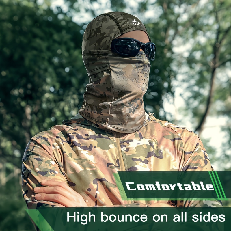 A Summer Tactical Camouflage Hood for Men And Women, Suitable for Outdoor Fishing, Sun Protection, Cycling, Made of Breathable .