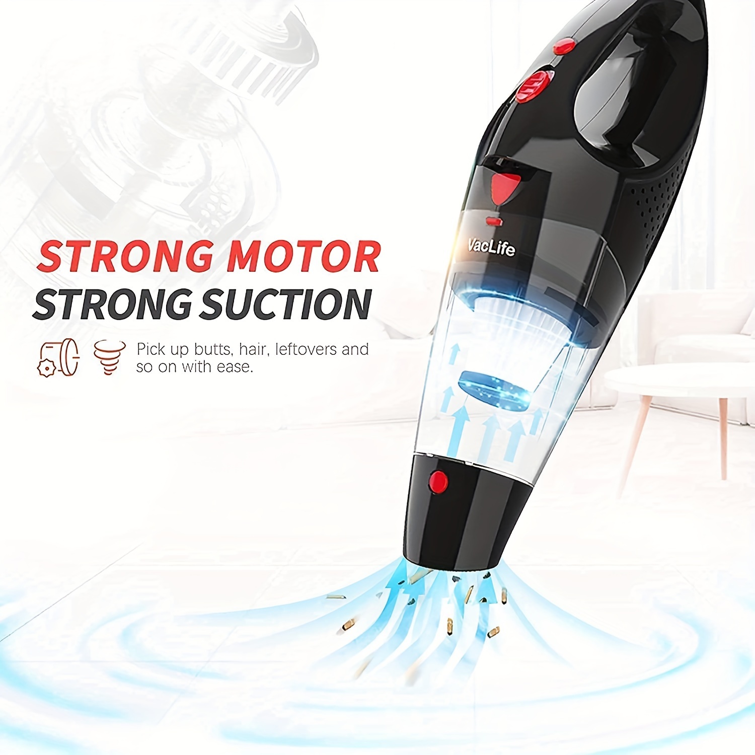 

Hand Vacuum Cordless Rechargeable, Small And Portable With High Power And Quick Charge For Home And Car Cleaning