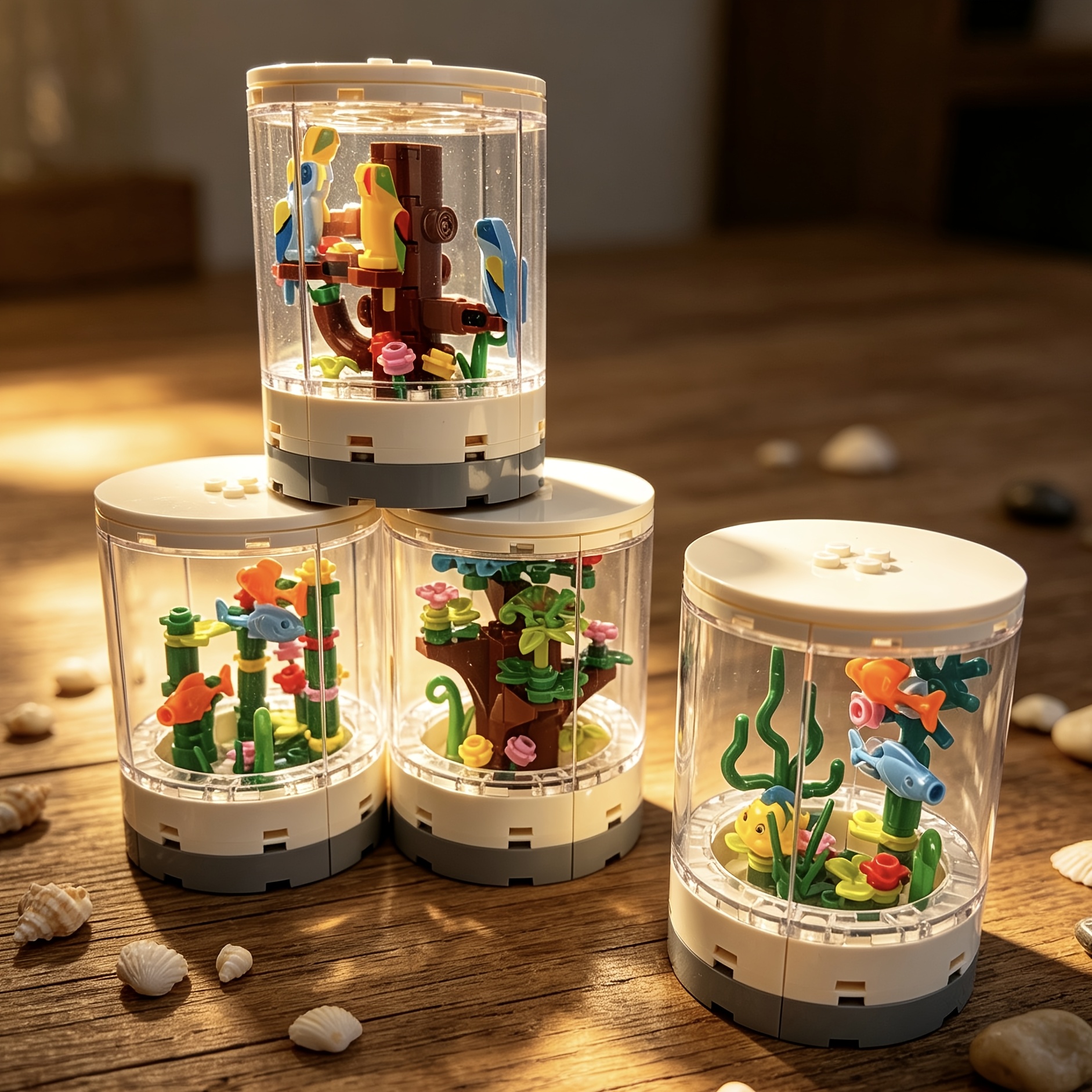 Creative Home DIY Small Particle Building Block Toy Aquarium Scene