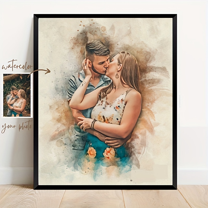 

Custom Watercolor From Photo - Personalized Romantic Art For Couples, Ideal For Wedding, Anniversary, Engagement Gifts - , Features 2 Love Scene, Wedding Decorations