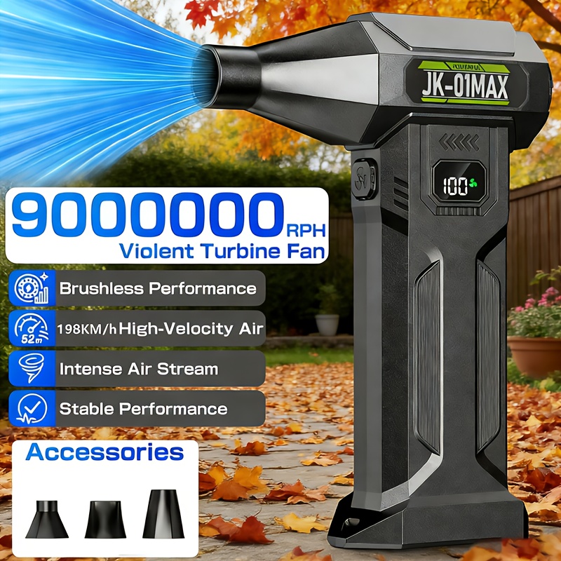 soplador de hojas y nieve para jardín y césped   2026, soplador de polvo recargable por usb de   uso para coche y hogar, ventilador de       presión, ventilador de enfriamiento     para los  , motor sin escobillas   velocidad de 9000000 rph